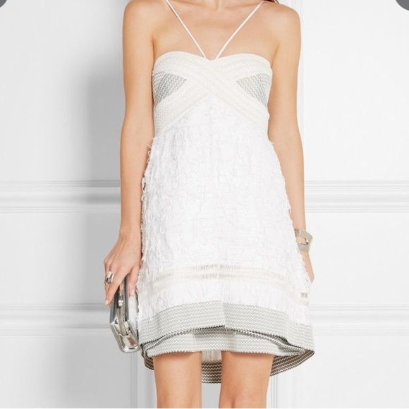 Johnathan Simkhai Lielle Cutout Fringe Bandage Mini Dress Size 0 White - Picture 1 of 13